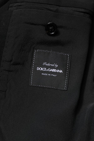 Dolce & Gabbana Schwarze Wolle Slim Fit Mantel Blazer Jacke Anzug