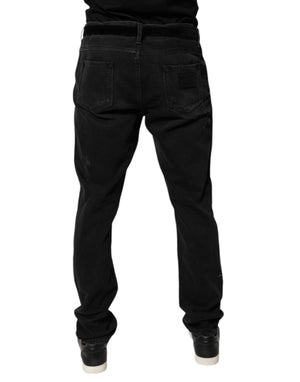 Dolce & Gabbana Schwarz Baumwolle Skinny Männer Denim Jeans