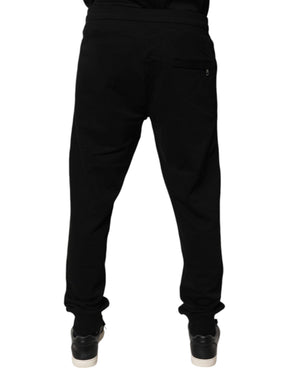 Dolce & Gabbana Schwarze Baumwoll-Jogger-Sweatpants mit mittlerer Taille