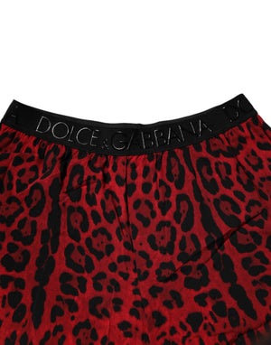 Dolce & Gabbana Rote Bermudashorts mit Leopardenmuster aus Viskose