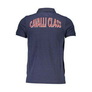 Cavalli Class Blaues Baumwoll-Poloshirt für Herren