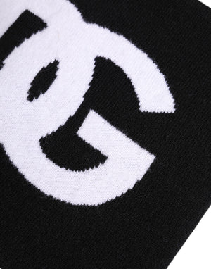 Dolce & Gabbana Schwarzer weißer Logo-Druck gestrickter Halswärmer-Schal