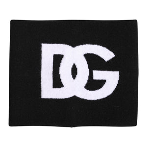 Dolce & Gabbana Schwarzer weißer Logo-Druck gestrickter Halswärmer-Schal
