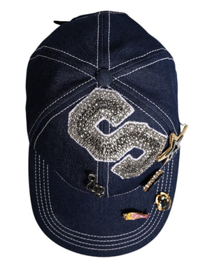 Dolce & Gabbana Blaue Baseballkappe mit Kristallverzierung