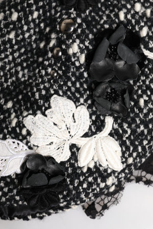 Dolce & Gabbana Cloche-Hut aus schwarzer Wolle mit weißer Blumenverzierung