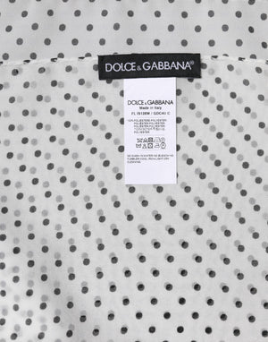 Dolce & Gabbana Weißer gepunkteter Polyester-Wickeltuch-Schal