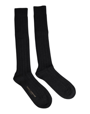 Dolce & Gabbana Schwarze DG Logo Print Over The Calf Socken