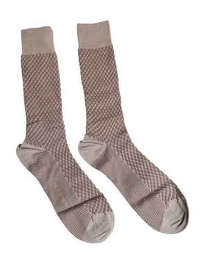 Dolce & Gabbana Brown Solid DG Logo Mid Calf Herren Socken