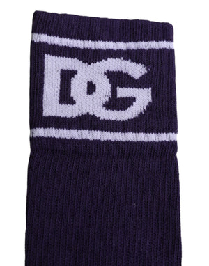 Dolce & Gabbana Lila Baumwolle DG Logo Print Open Toe Socken