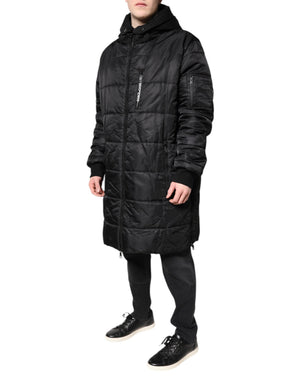 Dolce & Gabbana Schwarzer Kapuzen-Parka-Mantel Winterjacke