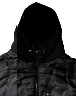 Dolce & Gabbana Schwarzer Kapuzen-Parka-Mantel Winterjacke