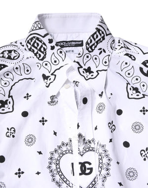 Dolce & Gabbana Weißes schwarzes Bandana MARTINI Herrenhemd