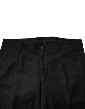 Dolce & Gabbana Schwarzer einreihiger 2-teiliger Anzug aus Wolle