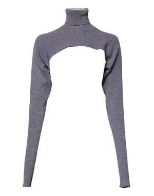 Dolce & Gabbana Grauer Wollstrick-Rollkragenpullover mit Rundhalsausschnitt