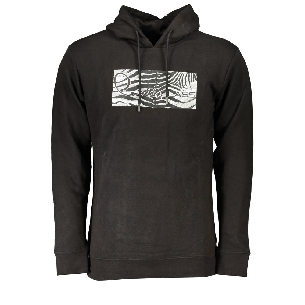 Cavalli Class Schwarzes Herren-Kapuzensweatshirt aus Baumwolle