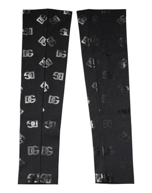 Dolce & Gabbana Schwarze DG-Logo-Monogramm-Wollstretch-Armstulpen