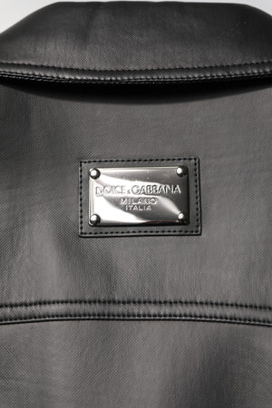 Dolce & Gabbana Schwarze Bikerjacke aus Polyester mit Knopfverschluss
