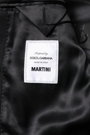 Dolce & Gabbana Schwarz Grau MARTINI Jacquard Herren 3 Stück Anzug