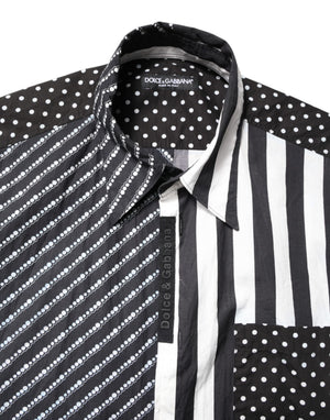 Dolce & Gabbana Schwarz-Weiß gestreiftes Button Down Freizeithemd