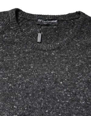 Dolce & Gabbana Grauer Pullover mit Rundhalsausschnitt aus Wolle