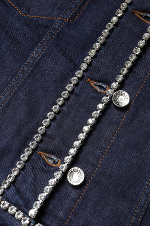 Dolce & Gabbana Blaue Denim-Baumwolljacke mit Kristallverzierung