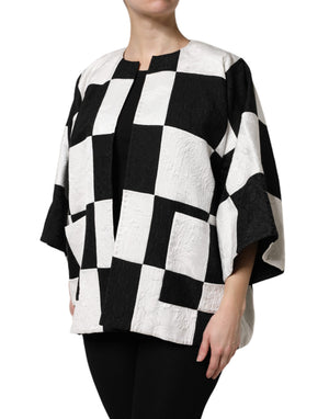 Dolce & Gabbana Weiß Schwarz Patchwork Jacquard Blazer Jacke