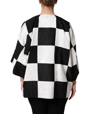 Dolce & Gabbana Weiß Schwarz Patchwork Jacquard Blazer Jacke