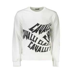 Cavalli Class Bianco Baumwoll-Sweatshirt für Herren