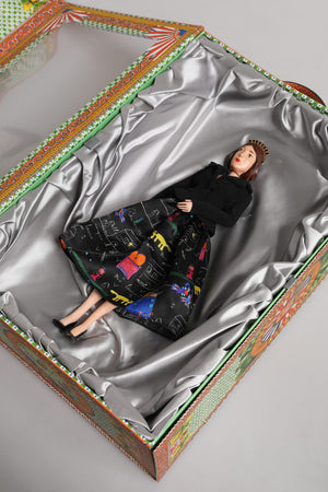 Dolce & Gabbana Schwarzes Kleid Keramik Porzellan Mode Leder Sizilien Puppen