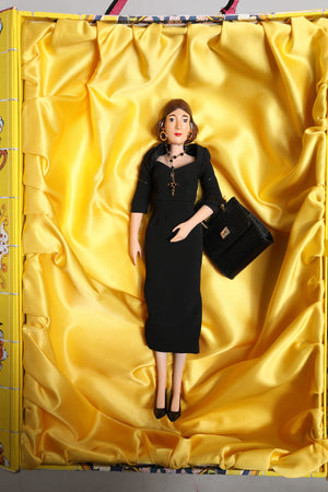 Dolce & Gabbana Schwarzes Kleid Keramik Porzellan Mode Leder Sizilien Puppen