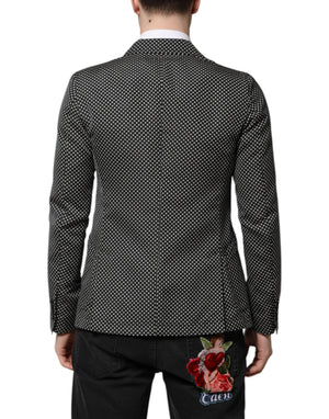Dolce & Gabbana Schwarz Weiß Gemustert Männer Anzug Mantel Blazer