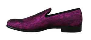 Dolce & Gabbana Lila Jacquard Loafers Kleid Formelle Schuhe