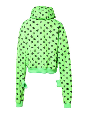 Dolce & Gabbana Grüner Polyester DGLogo Print Kapuzenpullover