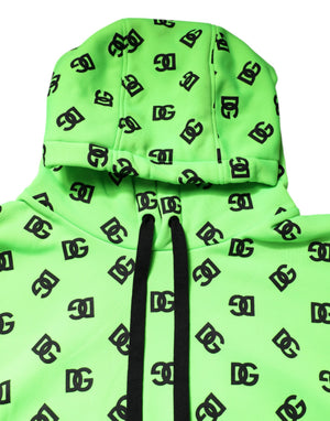 Dolce & Gabbana Grüner Polyester DGLogo Print Kapuzenpullover