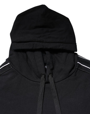 Dolce & Gabbana Schwarzes Baumwoll-Logo-Sweatshirt mit Kapuze Pullover