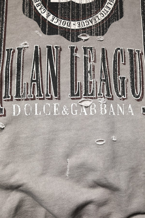 Dolce & Gabbana Grauer Rundhalspullover mit Logodruck