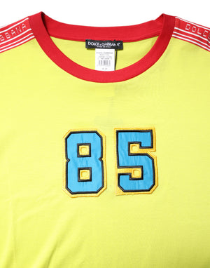 Dolce & Gabbana Grünes T-Shirt mit Rundhalsausschnitt aus Baumwolle 85 Patch