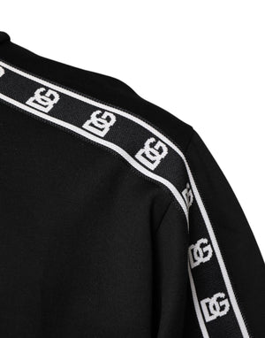 Dolce & Gabbana Schwarzes Rollkragen-T-Shirt mit DG-Druck aus Baumwolle