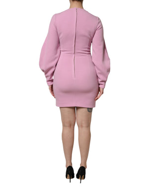 Dolce & Gabbana Rosa Polyester Langärmeliges Etuikleid Minikleid