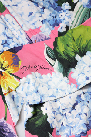 Dolce & Gabbana Multicolor Floral plissiertes Etuikleid Midikleid