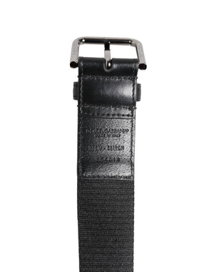 Dolce & Gabbana Schwarz Blau DG Logo Silber Metallschnalle Gürtel