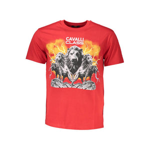 Cavalli Class Rosso Baumwoll-T-Shirt für Herren