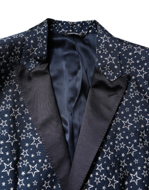Dolce & Gabbana Blauer MARTINI Star Jacquard 3 Stück Anzug