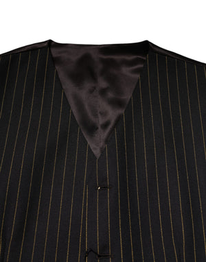 Dolce & Gabbana Schwarz gestreift Wolle Formal Herren Weste Weste