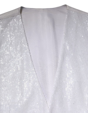 Dolce & Gabbana Weißes Paillettenkleid Formelle Weste Weste
