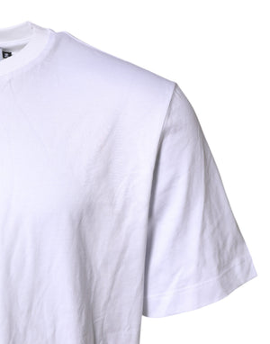 Dolce & Gabbana Weißes T-Shirt mit Rundhalsausschnitt und Logo-Stickerei