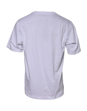 Dolce & Gabbana Weißes T-Shirt mit Rundhalsausschnitt und Logodruck aus Baumwolle