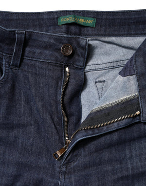 Dolce & Gabbana Dunkelblaue Baumwoll-Skinny-Cropped-Denim-Jeans