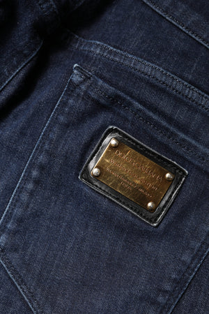Dolce & Gabbana Dunkelblaue Baumwoll-Skinny-Cropped-Denim-Jeans