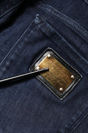 Dolce & Gabbana Dunkelblaue Baumwoll-Skinny-Cropped-Denim-Jeans